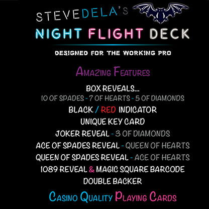 Elite Night Flight (Red) Marked Playing Cards by Steve Dela