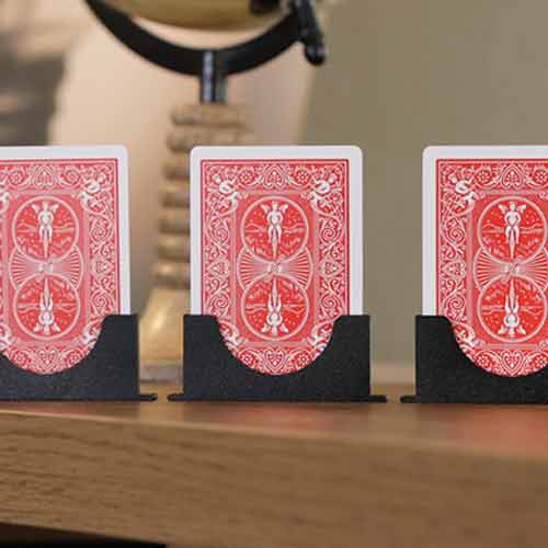 Three Cards Monte Stand (Red) by Jeki Yoo